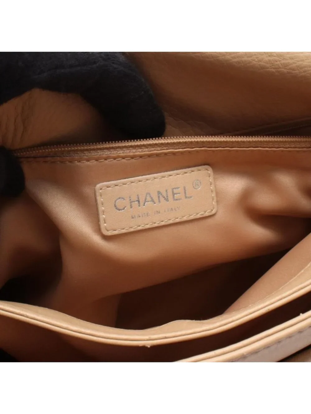 Chanel Shoulder Bag Quilted Beige Lambskin Chain